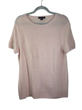Saks Fifth Avenue  Light Pink cashmere Short Sleeve Sweater